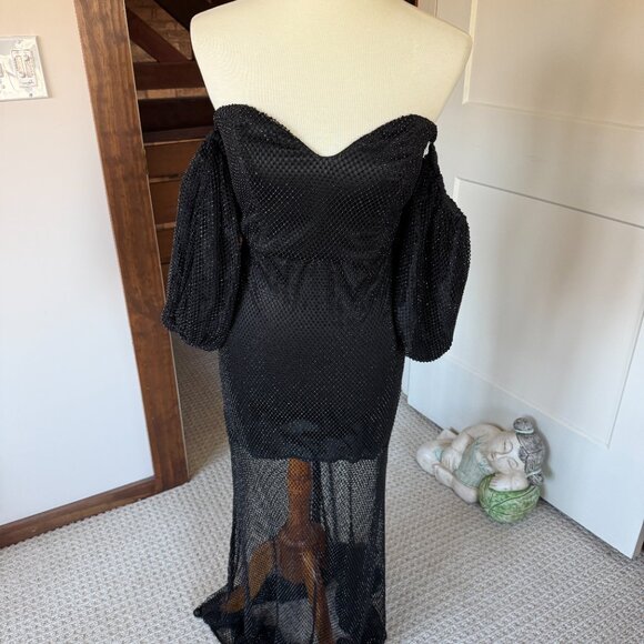 House of Harlow 1960 Sulima Gown – Black Embellished Mesh - Picture 6 of 8